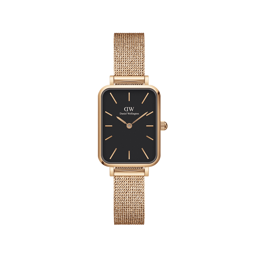 Daniel Wellington Quadro 20X26 Pressed Melrose Rose Gold & Black Watch