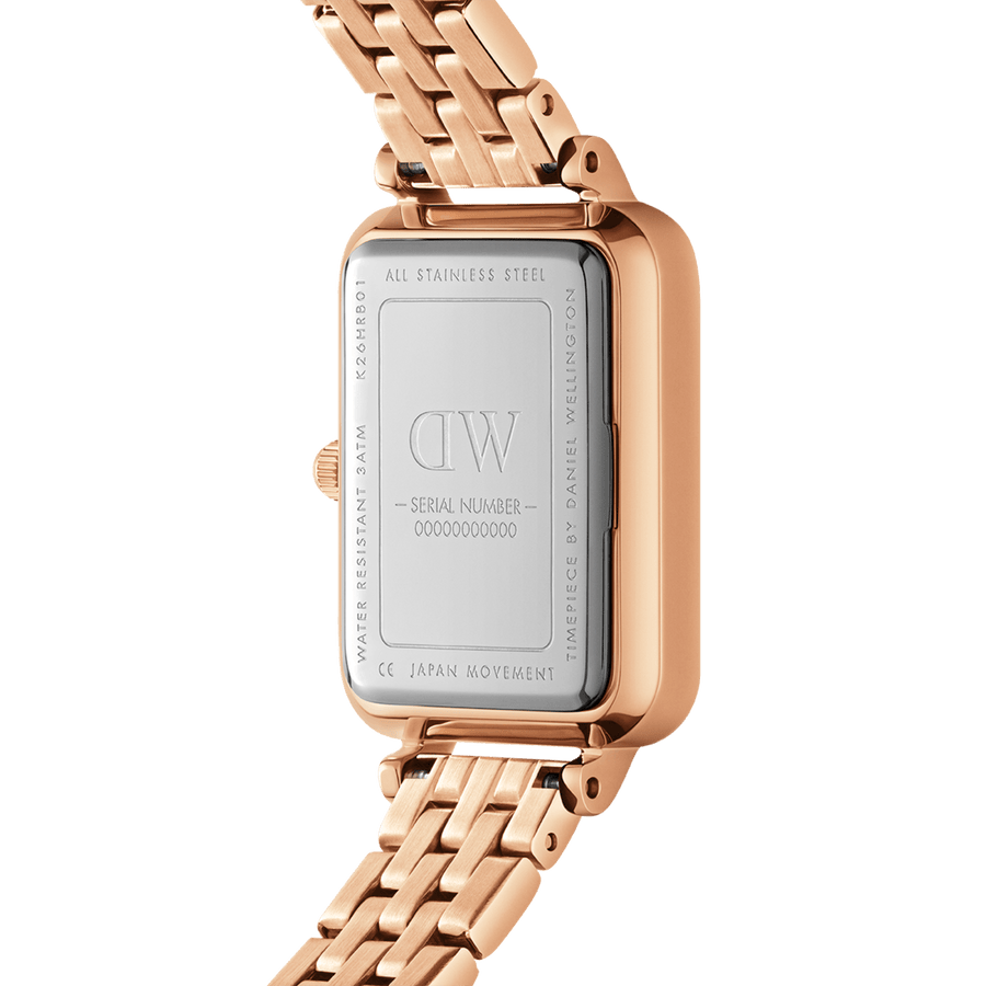 Daniel Wellington Quadro Lumine 20x26 5-Link Rose Gold & Mother of Pearl Pink Watch