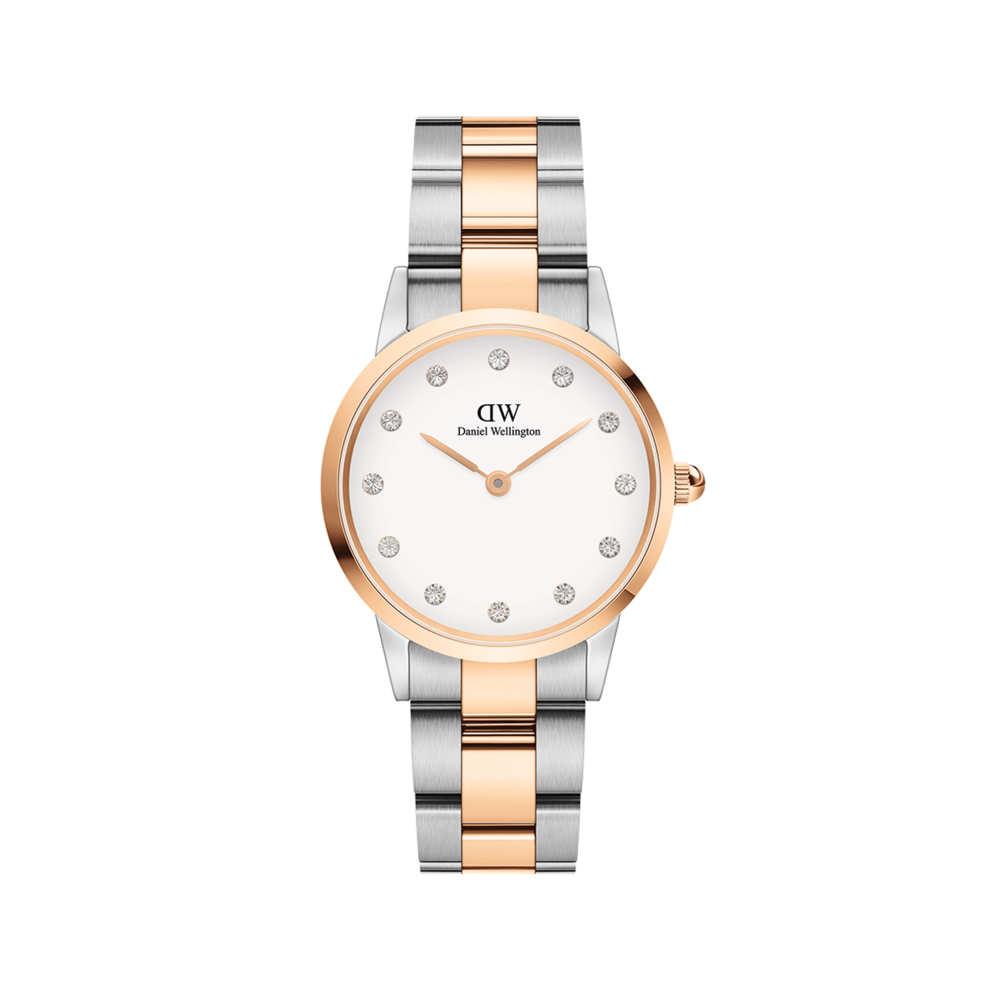 Daniel Wellington Iconic Link Lumine 32 Rose Gold &amp; Silver White Watch