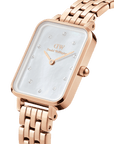 Daniel Wellington Quadro Lumine 20x26 5-Link Rose Gold & Mother of Pearl White Watch