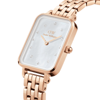 Daniel Wellington Quadro Lumine 20x26 5-Link Rose Gold & Mother of Pearl White Watch