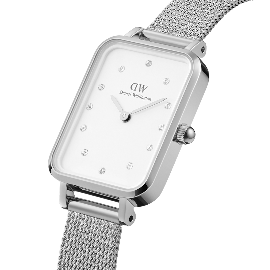 Daniel Wellington Quadro 20X26 Pressed Sterling Lumine Silver & White Watch