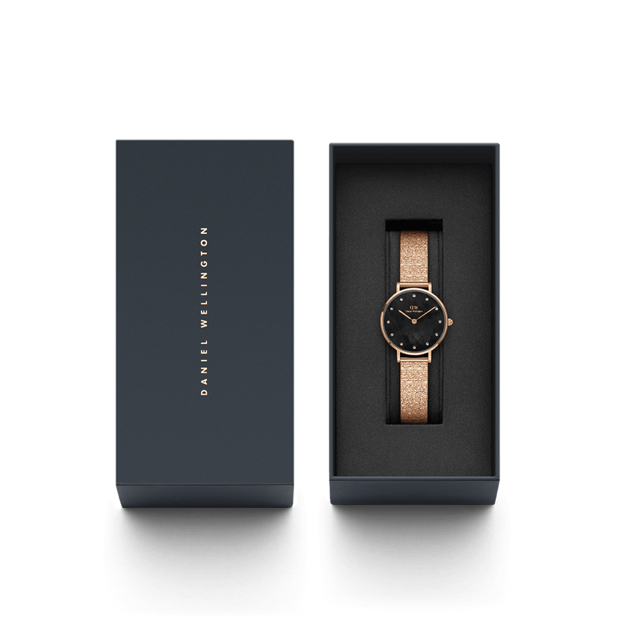 Daniel Wellington Petite 28 Lumine Rose Gold Mother of Pearl Black Watch