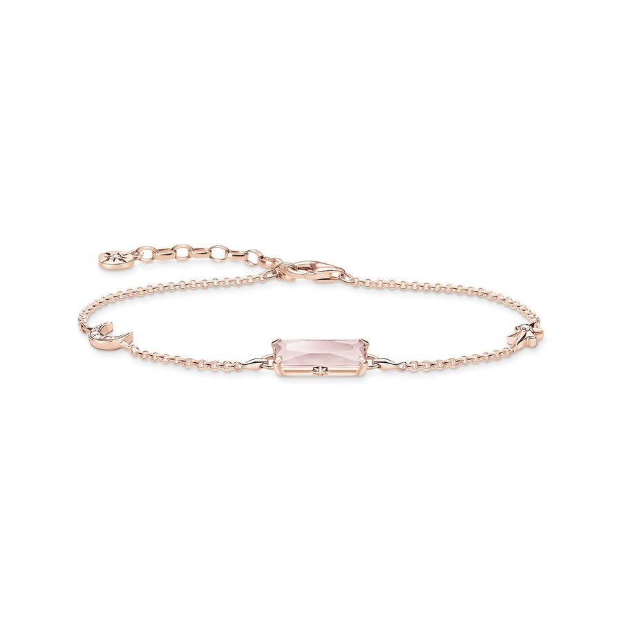 Thomas Sabo Bracelet Pink Stone with Moon & Star Rose Gold