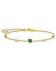 THOMAS SABO Bracelet with green and white stones gold