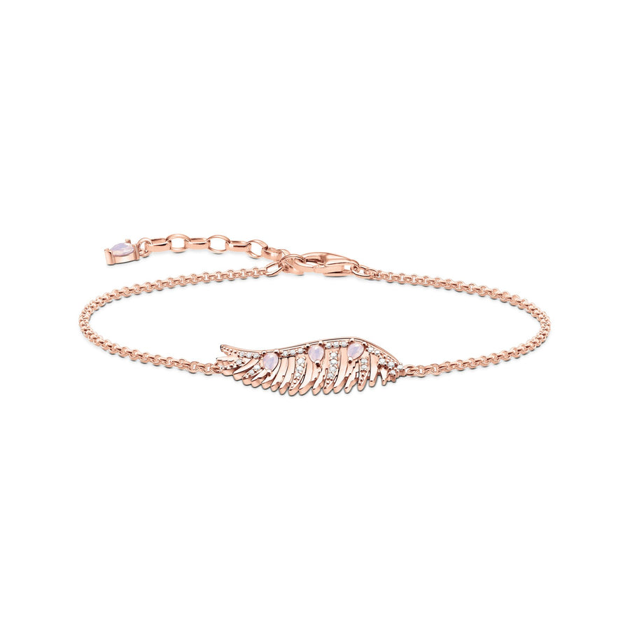 THOMAS SABO Bracelet phoenix wing with pink stones rose gold