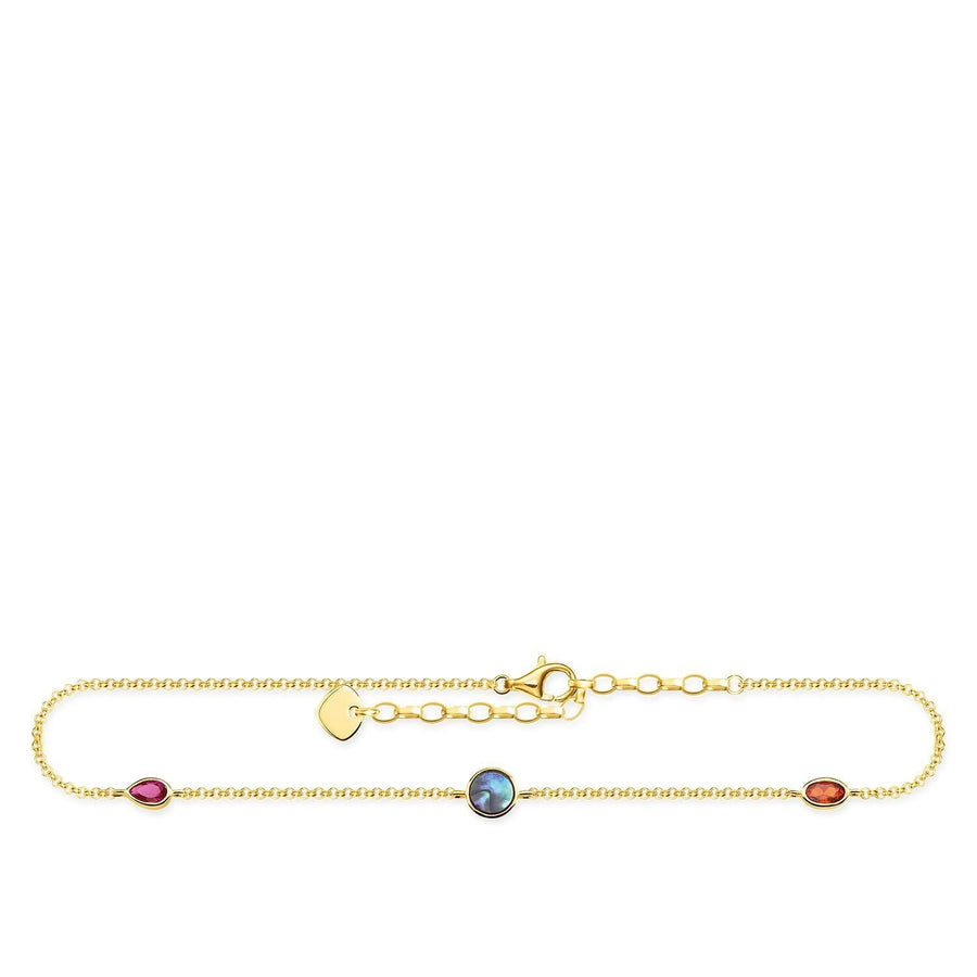 Thomas Sabo Anklet Colourful Stones, Gold