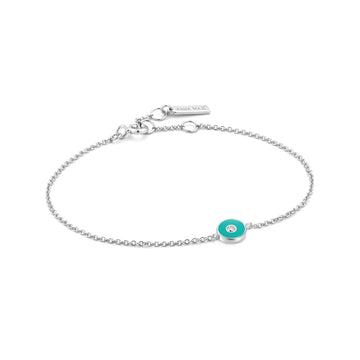 Ania Haie Teal Enamel Disc Silver Bracelet