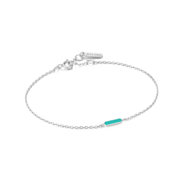 Ania Haie Teal Enamel Bar Silver Bracelet