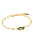 Ania Haie Forest Green Enamel Carabiner Gold Bracelet