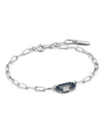 Ania Haie Navy Blue Enamel Carabiner Silver Bracelet