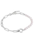 Ania Haie Silver Pearl Chunky Link Chain Bracelet