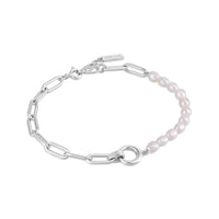 Ania Haie Silver Pearl Chunky Link Chain Bracelet