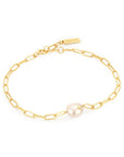 Ania Haie Gold Pearl Sparkle Chunky Chain Bracelet