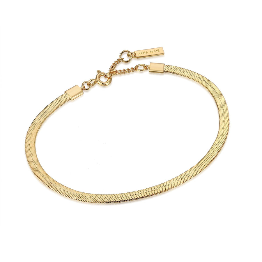 Ania Haie Gold Flat Snake Chain Bracelet