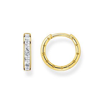 Thomas Sabo Hoop Earrings White Stones Gold