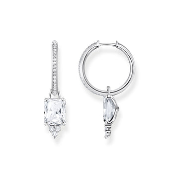 Thomas Sabo Hoop Earrings White Stone Silver