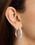 Thomas Sabo Hoop earrings white stones pave silver