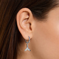 Thomas Sabo Hoop earrings tail fin with blue stones