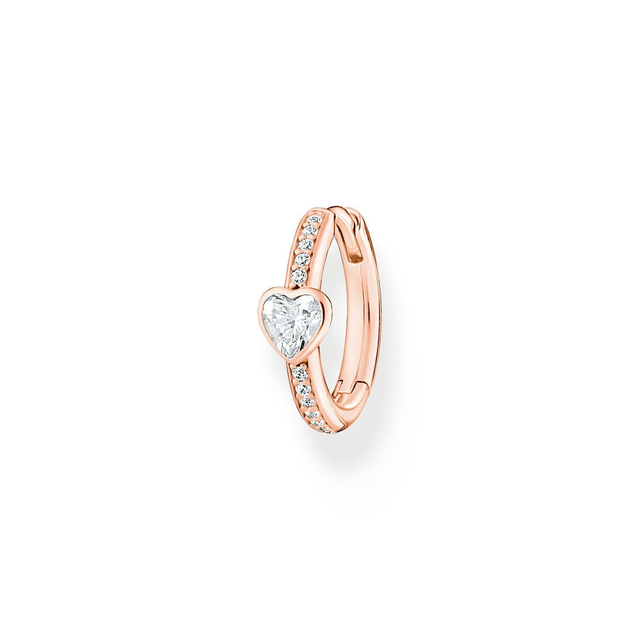 Thomas Sabo Single hoop earring with heart and white stones rose gold