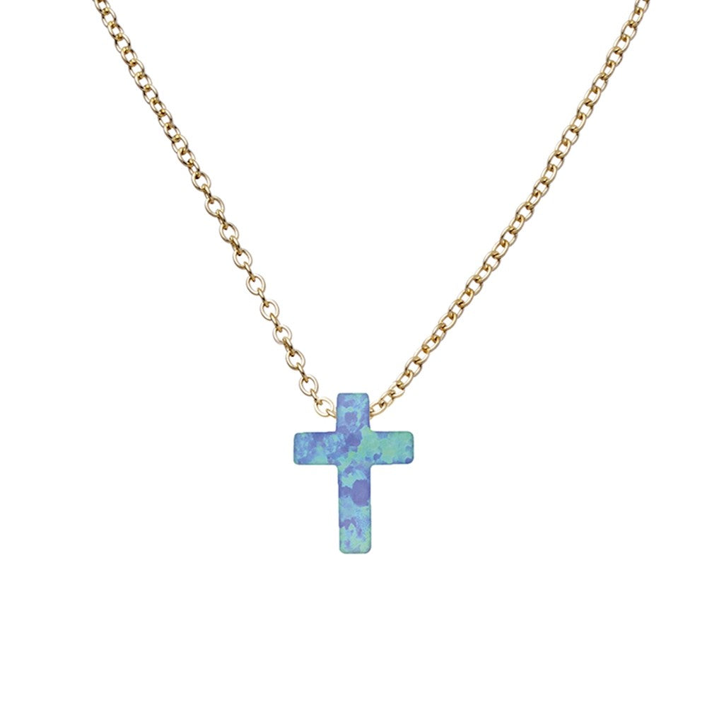 S/S OPALITE CROSS NECKLACE