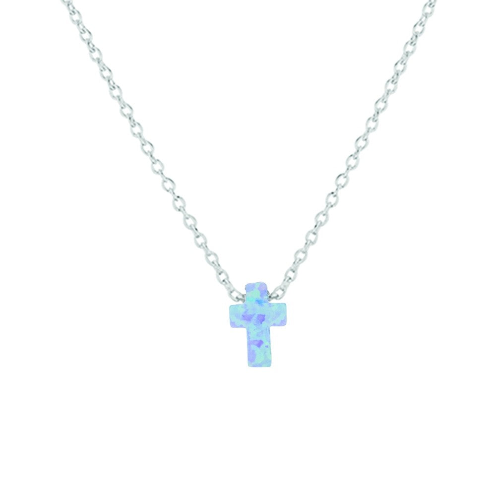 S/S OPALITE CROSS NECKLACE