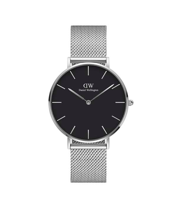 Daniel Wellington Petite 36 Sterling Silver & Black Watch