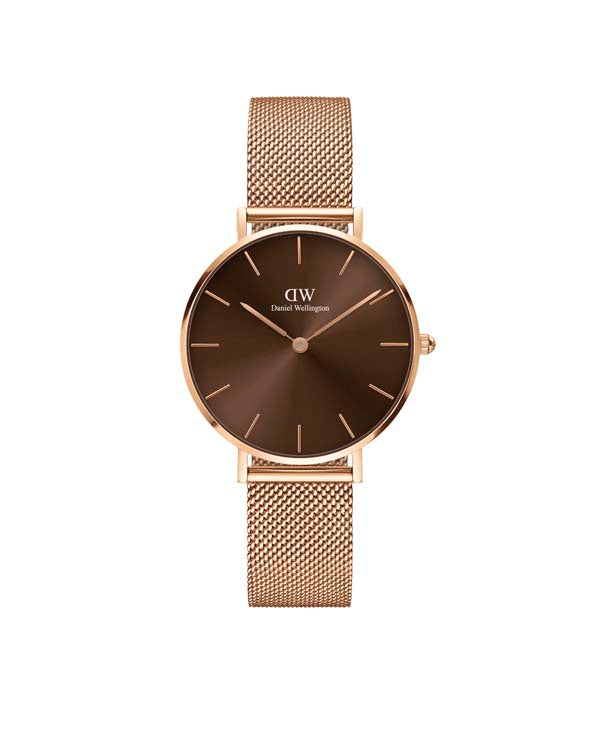 Daniel Wellington Petite Amber 32 Rose Gold &amp; Brown Watch