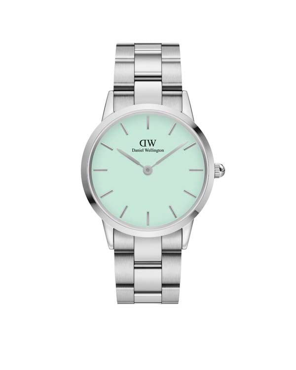 Daniel Wellington Iconic Link 36 Silver & Pastel Green Watch