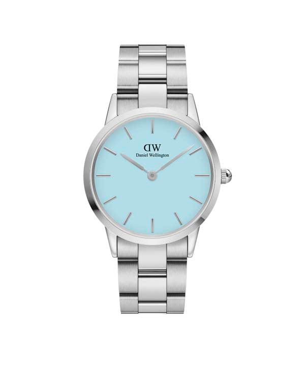 Daniel Wellington Iconic Link 36 Silver & Pastel Blue Watch