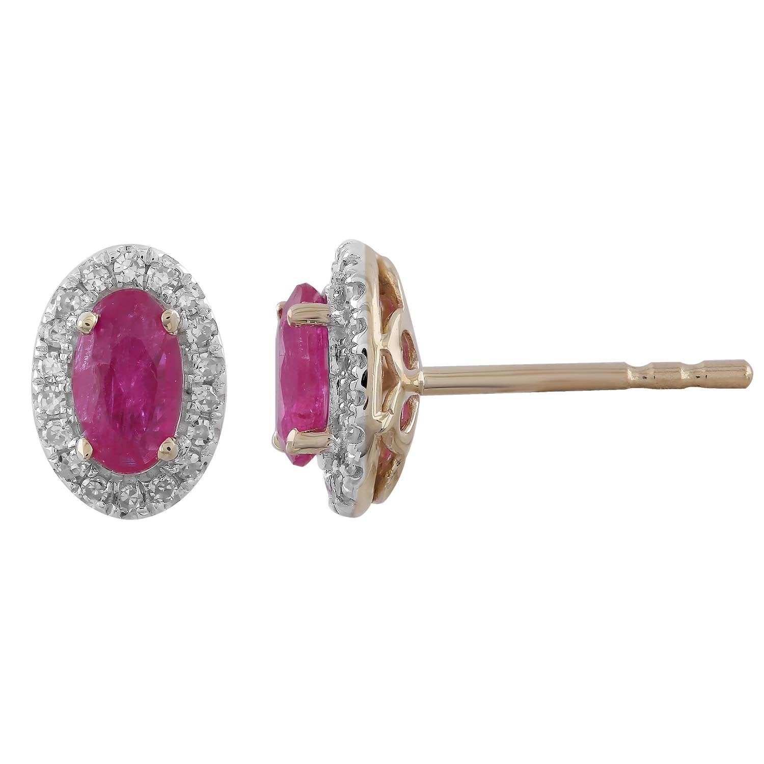 9CT GALIA RUBY AND DIAMOND STUD EARRINGS