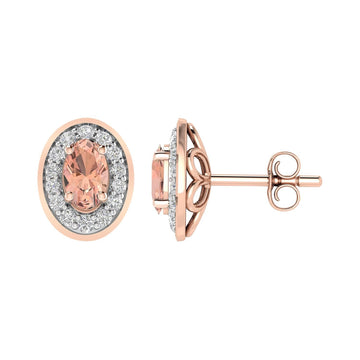 9CT ODETTE MORGANITE AND DIAMOND STUD EARRINGS