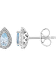 9CT CHARLOTTE AQUAMARINE & DIAMOND STUD EARRINGS