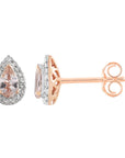 9CT CHARLOTTE MORGANITE & DIAMOND STUD EARRINGS