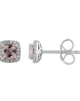 9CT MAYA MORGANITE & DIAMOND STUD EARRINGS