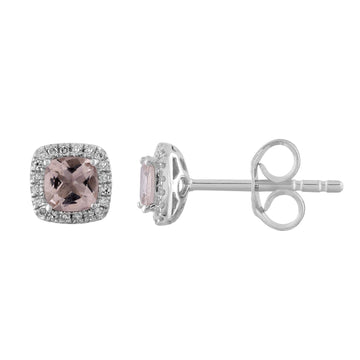 9CT MAYA MORGANITE & DIAMOND STUD EARRINGS