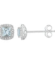 9CT ADRIATIC AQUAMARINE & DIAMOND STUD EARRINGS