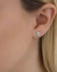 9CT ADRIATIC AQUAMARINE & DIAMOND STUD EARRINGS