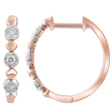 9CT ROSA DIAMOND HUGGIE EARRINGS