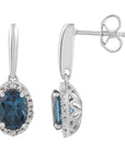 9CT CAMBRIDGE TOPAZ AND DIAMOND DROP EARRINGS