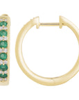 9CT BRITTANIA EMERALD & DIAMOND HUGGIE EARRINGS