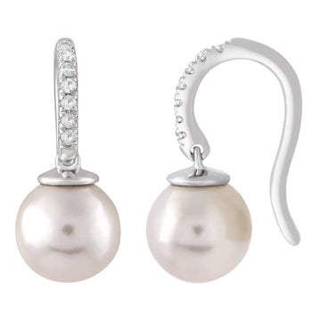 9CT ALMA DIAMOND & PEARL EARRINGS