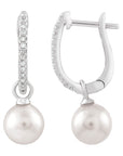 9CT ALMA DIAMOND & PEARL HOOP EARRINGS