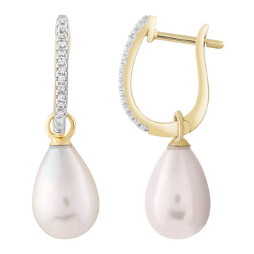 9CT MEDINA DIAMOND & PEARL EARRINGS