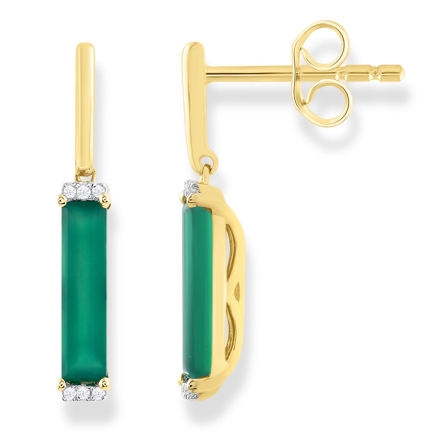 9CT WICKED GREEN ONYX &amp; DIAMOND EARRINGS