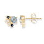 9CT ELISA AQUAMARINE, TOPAZ & DIAMOND STUD EARRINGS