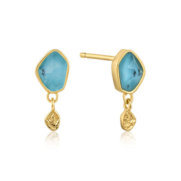 Ania Haie Turquoise Drop Stud Earrings - Gold