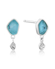 Ania Haie Turquoise Drop Stud Earrings - Silver