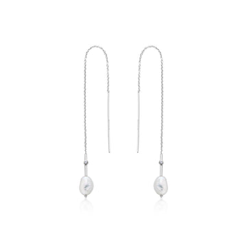 Ania Haie Pearl Threader Earrings Silver