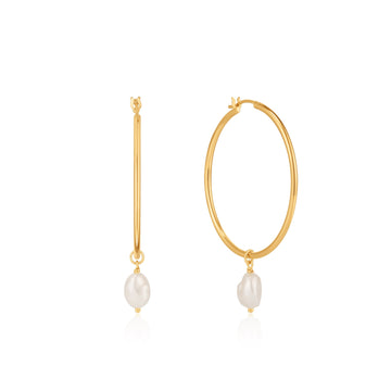 Ania Haie Gold Pearl Hoop Earrings